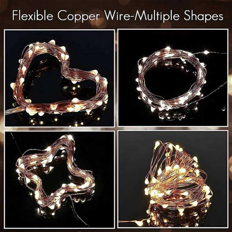 50/100/200 LED Copper Wire String Lights Battery Operated/USB Operated 8 Modes With Remote Waterproof Fairy String Lights Decoration XJ250612