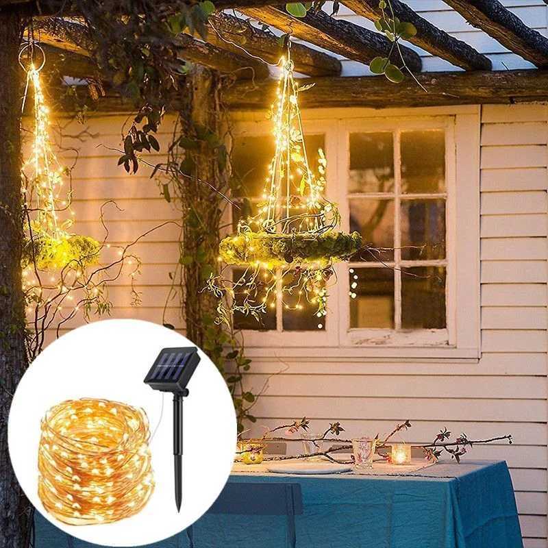 50/100/200/300 LED Solar Fairy Waterproof Copper Wire String Lights Party Garland Solar Power Lamp for Outdoor Garden Wedding XJ250612