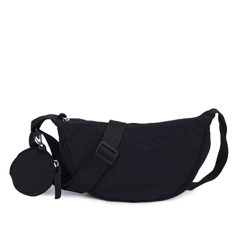 Simple and Elegant Solid Color Small Cloth Fashion Mori Style College Student Shoulder Lightweight Large Capacity Crossbody Dumpling Bag