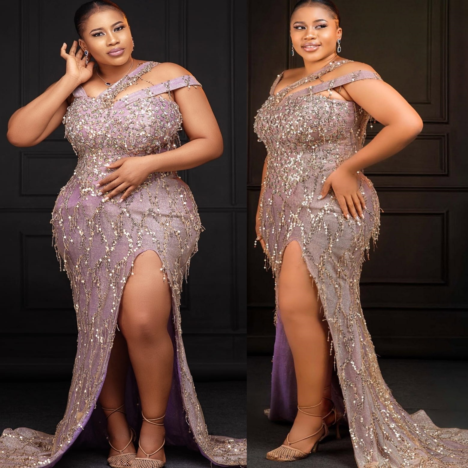 Heather Mermaid Prom Dresses 2025 Tassels Sequined High Split Evening Formal Party Second Birthday Engagement Gowns Plus Size Dress For Special Occasi