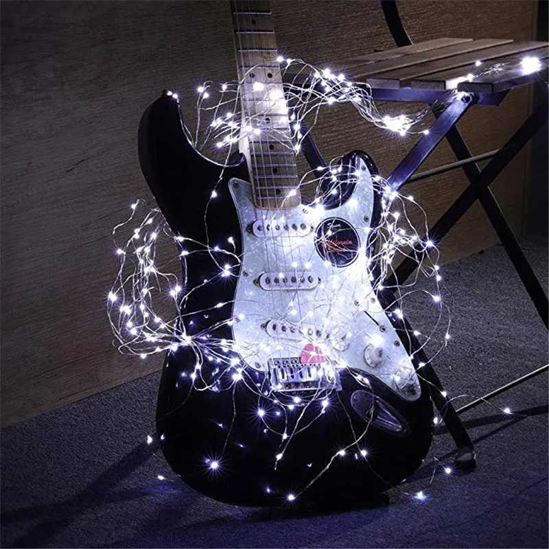 Fairy Lights AA Battery Powered 1M 10 2M 20 3M 30 5M 50 10M 100Leds Silver Led Copper Wire String Light Decorative Fairy Lights XJ250612