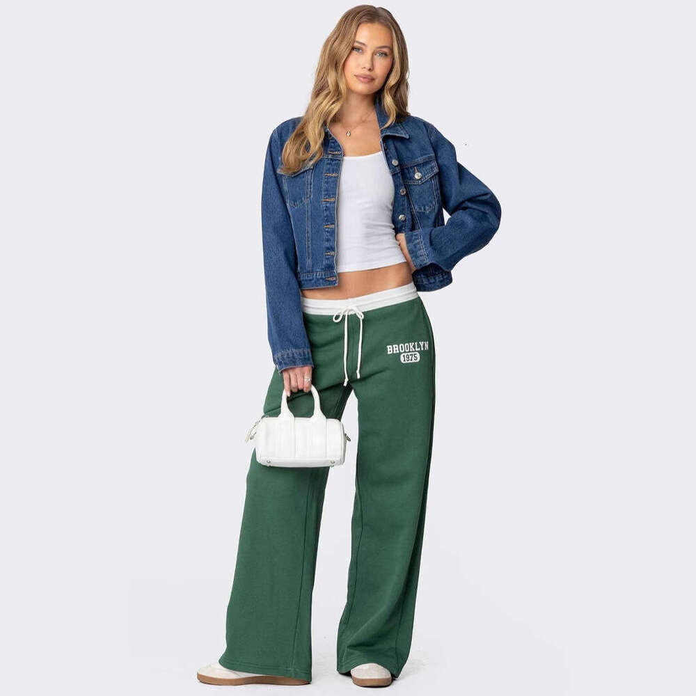 hoodie Women's Wear Ins Style Women's Solid Color Personality Street Y2k Loose Simple Casual Pants Sports Sweatpants jacket