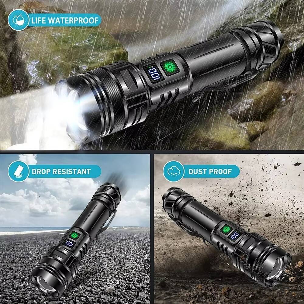 Rechargeable Led Flashlight Super Bright Portable Ultra Power Long Range Tactical Torch Lamp Outdoor Emergency Camping Lantern tues