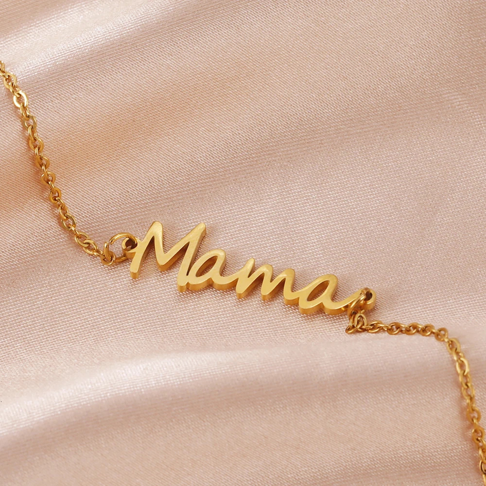 Letter Mama Charm Bracelet Men Women Stainless Steel Double Layer Beads Chain Bracelets Fashion Jewelry Mother Day Gift 250528