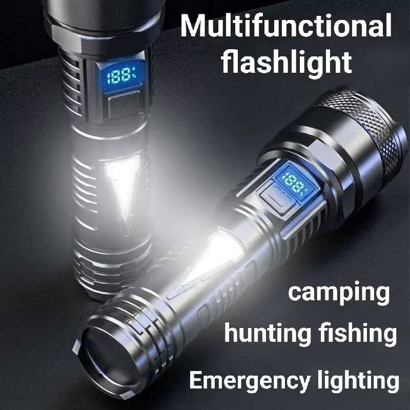 1500W Super Portable Rechargeable Lamp Built-in BatteryWaterproof High Power Led Flashlight White Laser Outdoor Torch Light tues