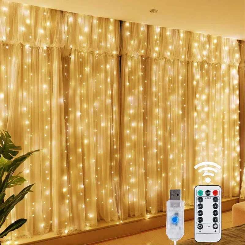 Festoon Fairy String Lights Christmas Decor with Remote 8 Modes USB Powered for Home New Year Party Indoor Outdoor Holiday Lamp XJ250612