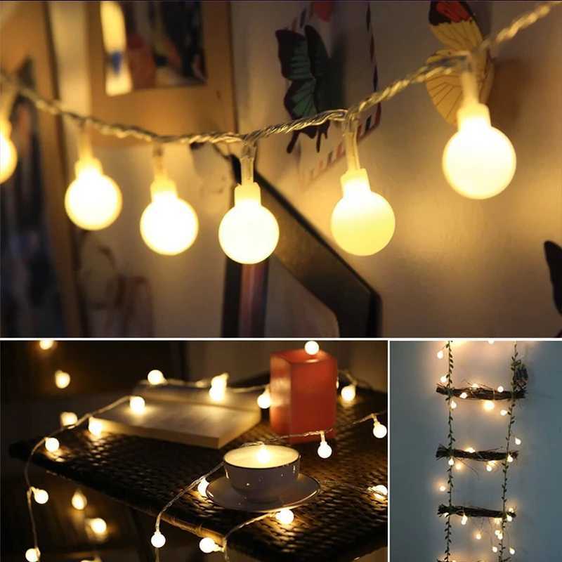 3M 6M LED Ball String Lights Outdoor Garland Globe Fairy Light USB Warm LED Wedding Garden Decoration Halloween Christmas Lights XJ250612