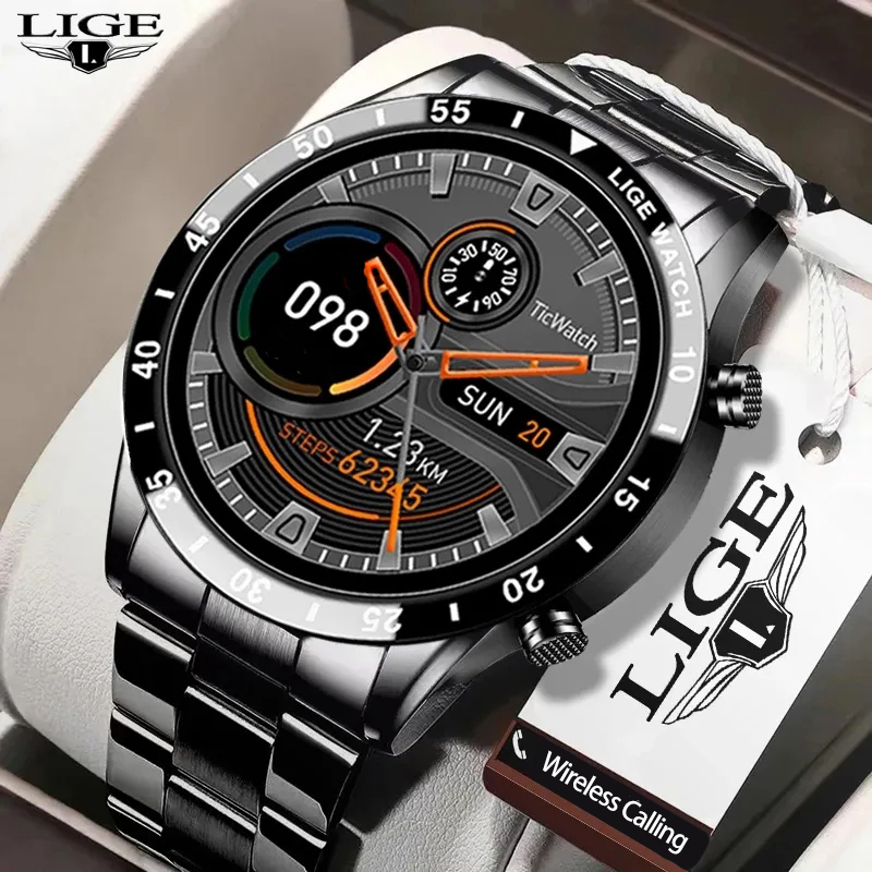 LIGE's new multifunctional smartwatch with Bluetooth calling, step counting, blood pressure, heart rate detection, waterproof watch