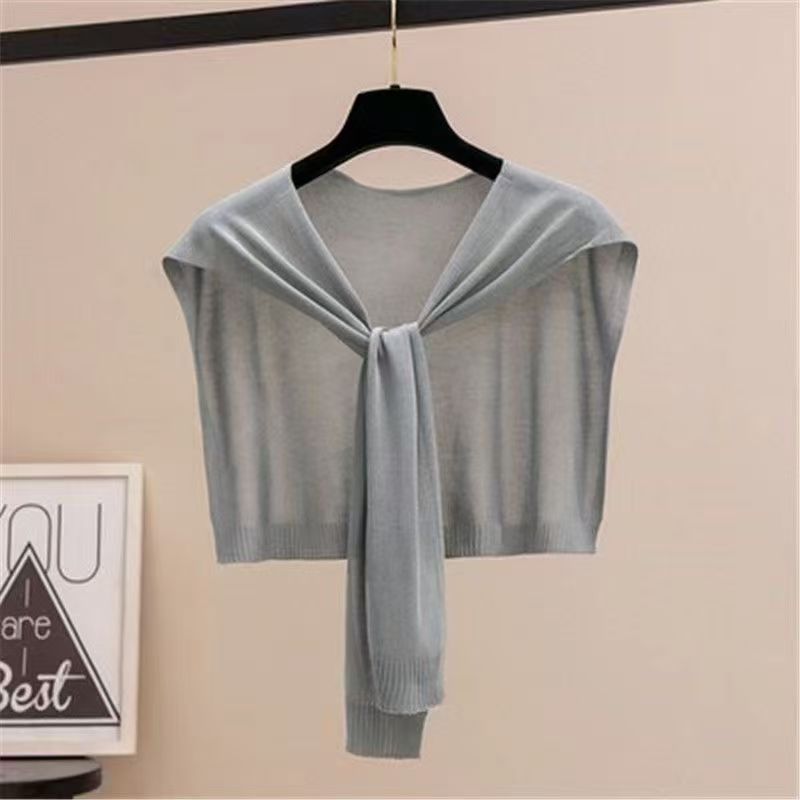 K1006 Spring and autumn simple knitted shawl solid color lace up with shirt and dress air-conditioned room shoulder pad outdoor sunscreen