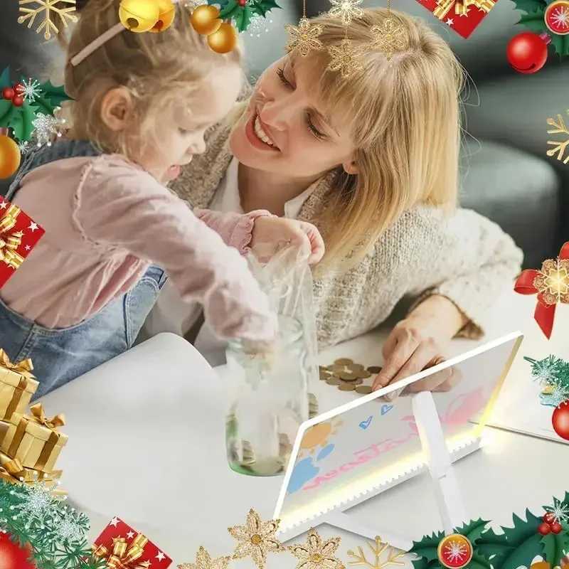 Acrylic Clear Light Up Drawing Board Glow Memo LED Rewritable Message Board Kids DIY Toys with 7 Color Markers Pen and Stand L250612