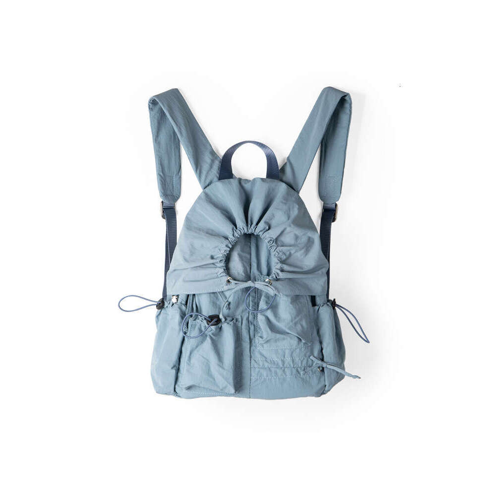 Women's2025Autumn Winter New Korean Niche Ins Lightweight Backpack Drawstring Pleated College Style Double Shoulder Bag