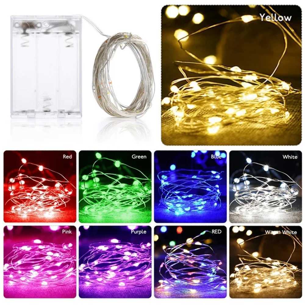 2m 3m 5m 10m Copper Wire LED Fairy String Lights Battery Powered Garland For Holiday Christmas Lights Wedding Party Decoration XJ250612