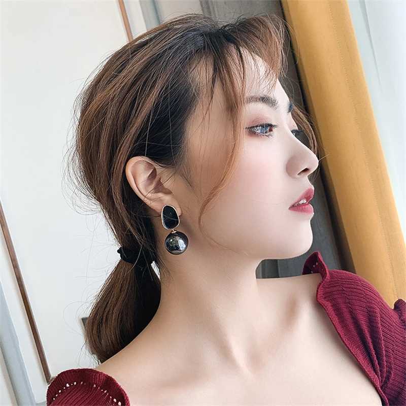 Exaggerate Big Pink Black White Imitation Pearl Pendant Earring for Women Trend Geometry Brincos Wedding Jewelry Girl Gift V250613