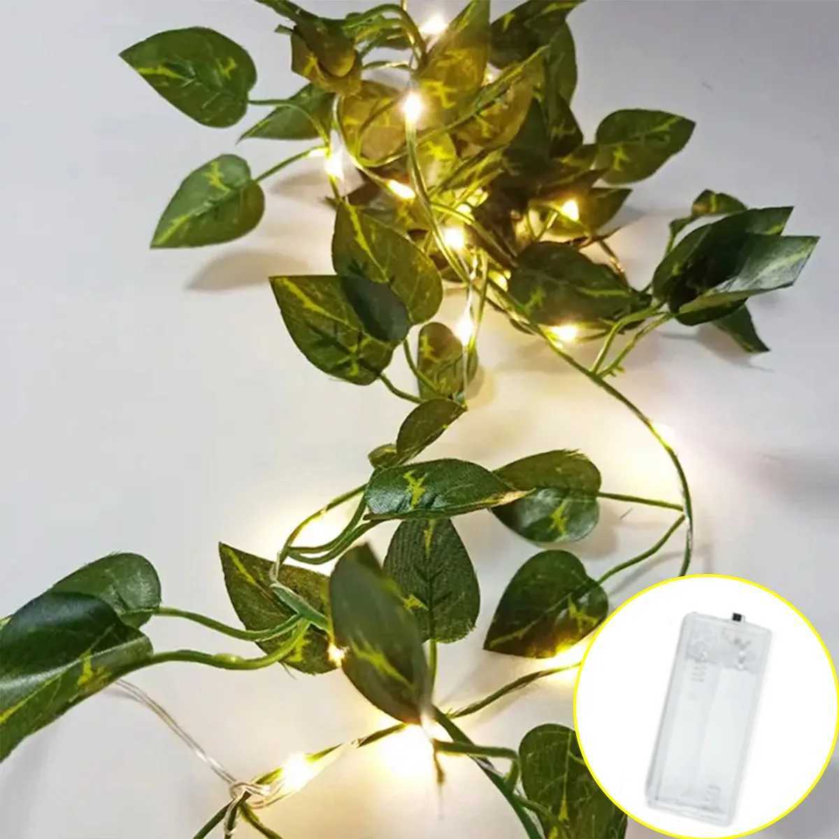 1pc Artificial Plants LED String Lights 6.56ft 20LED Scindapsus Leaves String Lights Battery Operated For Hanging Festival Decor XJ250612