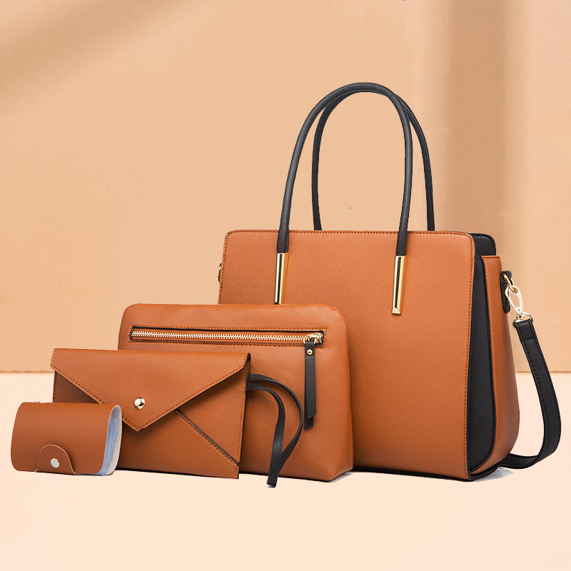Women s bag new fashion color blocked four piece set mother and baby bag Qing Xin trend oblique shoulder bag trend designer bag women s handbag