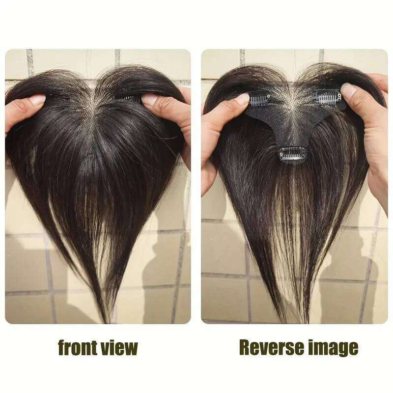 Elegant Women's Topper Real Human Straight Full Ideal for Thinning White Hair Coverage Beginner-Friendly