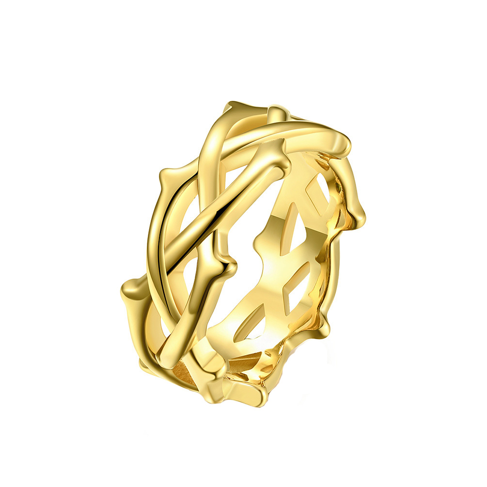 Vintage Twining Thorny Vines Ring Stainless Steel Gold Plated Women Mens Jewelry