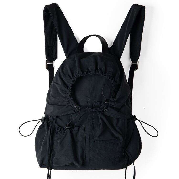 Women's2025Autumn Winter New Korean Niche Ins Lightweight Backpack Drawstring Pleated College Style Double Shoulder Bag