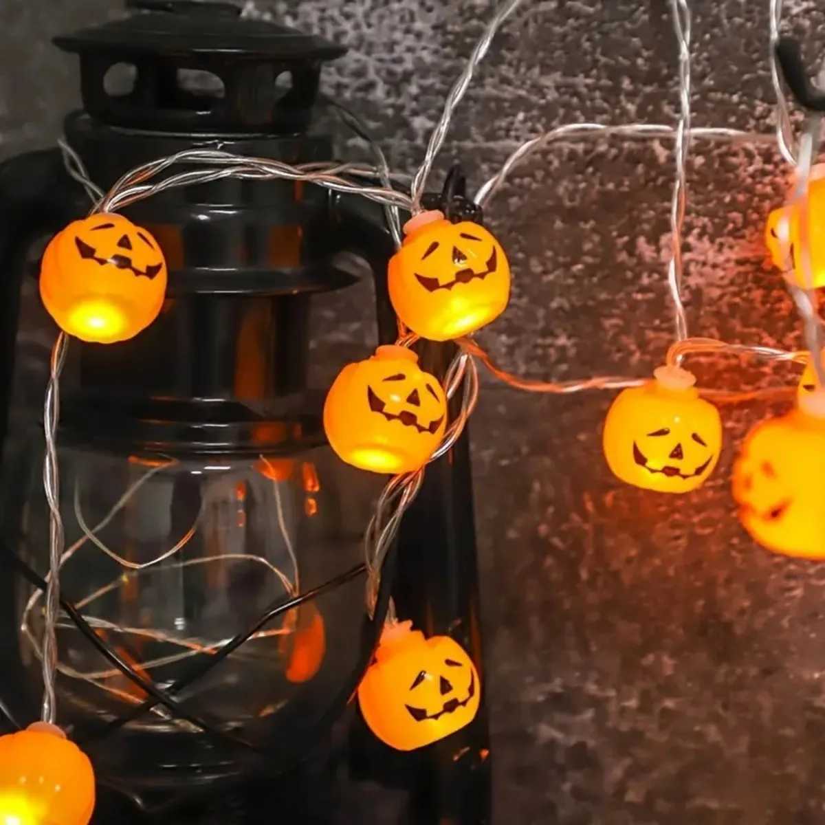 1PC LED Halloween Mini Pumpkin String Lights Battery Powered Indoor Decorative Lights Scary Atmosphere Lamp Suitable For Bar XJ250612