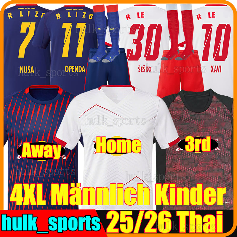 4XL 2025/26 RBL Leipzigs 3rd Soccer Jerseys SESKO OPENDA NUSA XAVI POULSEN BAUMGARTNER ORBAN BAKU KAMPL RAUM GEERTRUIDA Men Kids Kits Socks Sets football shirts