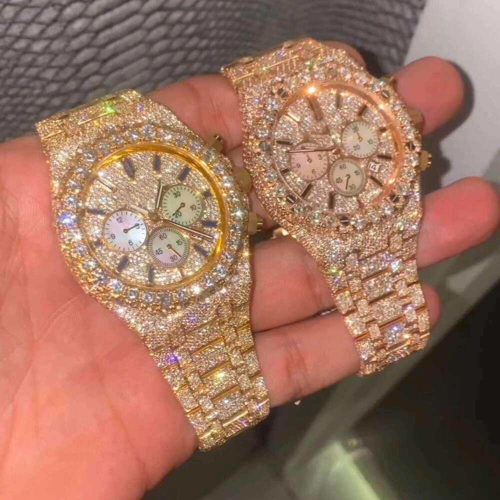 Trending Fully Customized Iced Out Moissanite for Men Hip Hop Dia Jewelry Watch Gift