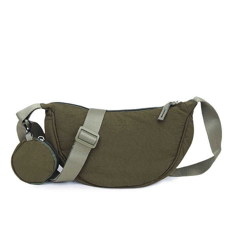 Simple and Elegant Solid Color Small Cloth Fashion Mori Style College Student Shoulder Lightweight Large Capacity Crossbody Dumpling Bag