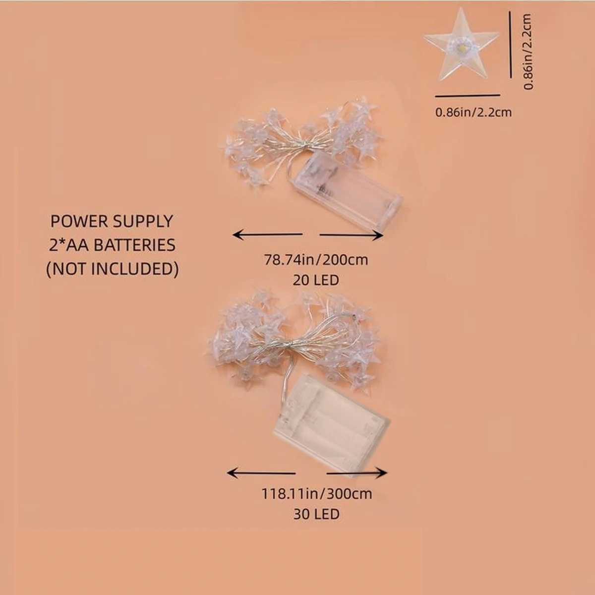 1PC Copper Wire Star String Lights Waterproof Battery Operated Decorative Fairy Lights For Garden Yard Home Scene Living Decor XJ250612