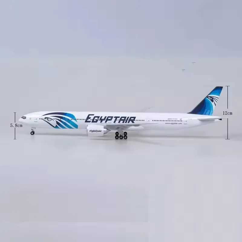 1 157 Scale 47cm Aircraft B777 Egypt Air Airlines Model With Light and Wheel Diecast Resin Airplane Collection Display Gifts L250612
