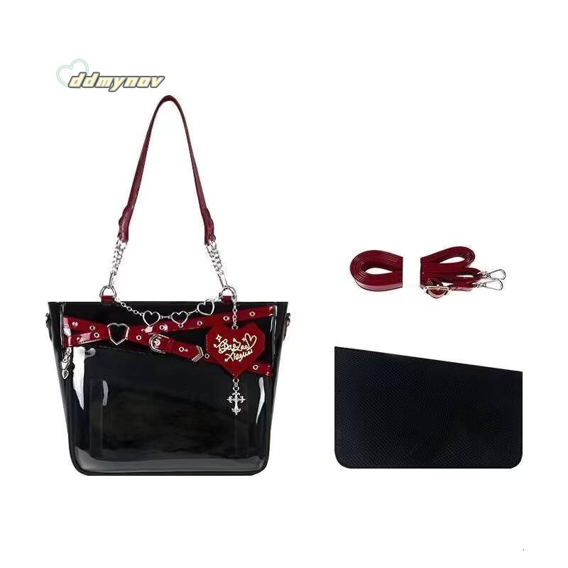 New Original Spicy Girl Cool Ita Large Capacity Transparent Pain Layer Crossbody Love Chain Ulzzang Shoulder Bag ddmynov