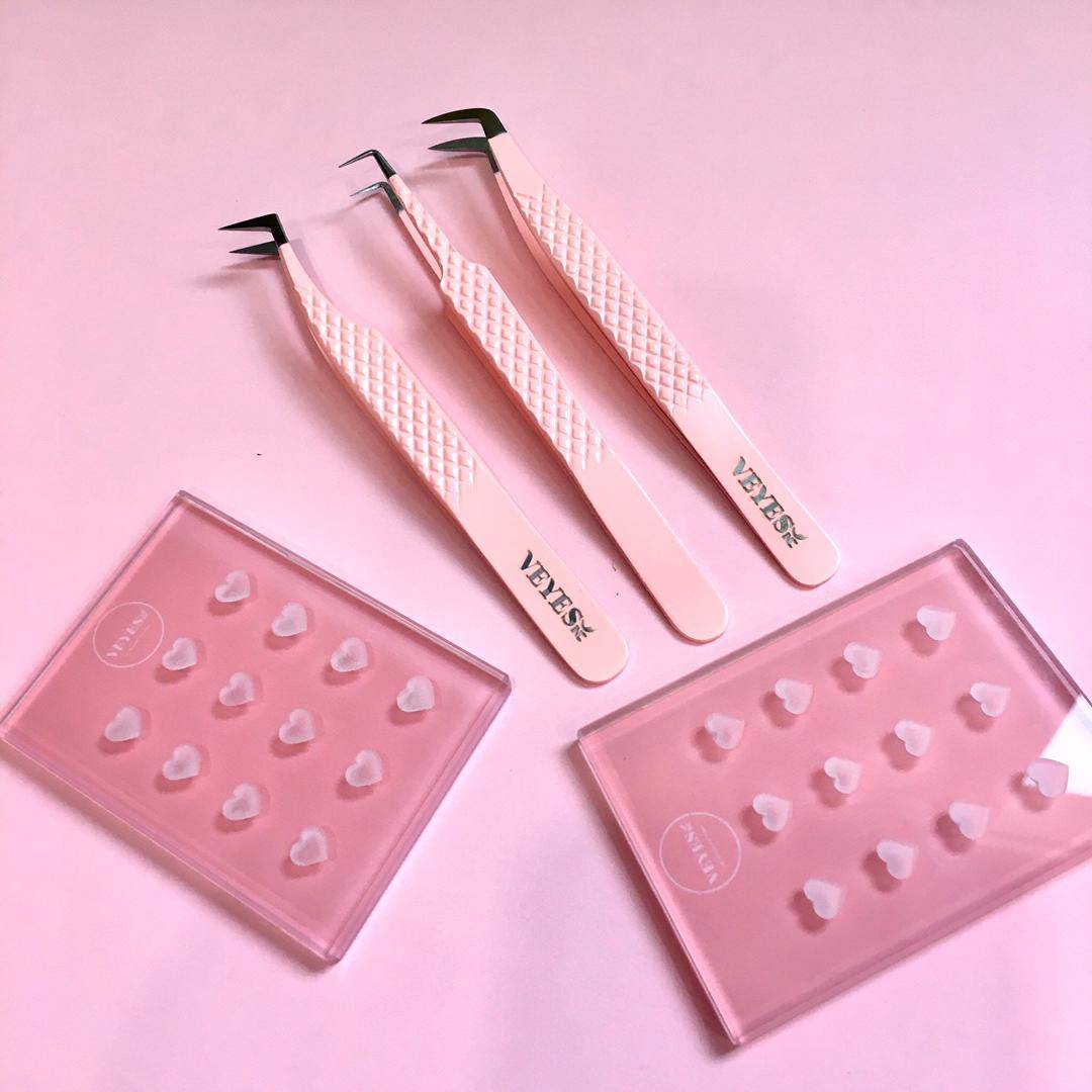 Lightweight VEYES Eyelash Tweezers with Customized Logo - Stainless Steel, 45-Degree Design for Precision