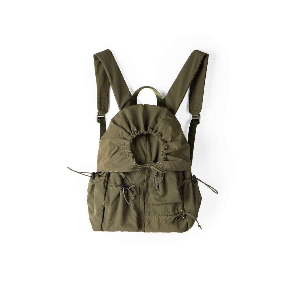 Women's2025Autumn Winter New Korean Niche Ins Lightweight Backpack Drawstring Pleated College Style Double Shoulder Bag