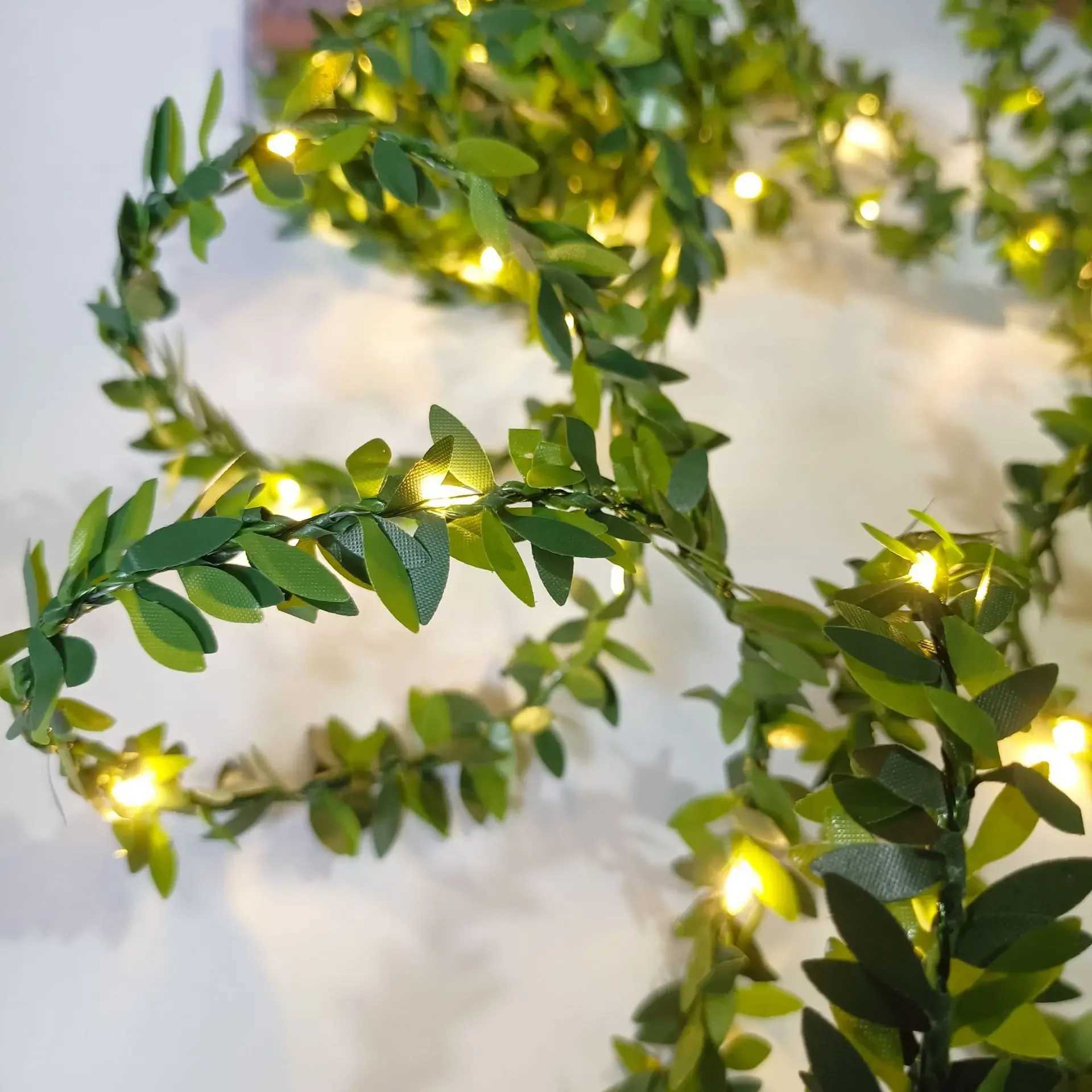 2M-10M Flower Green Leaf String Lights Artificial Ivy Vine Fairy Light Wedding Party Decoration Christmas Home Room Wall Plant XJ250612