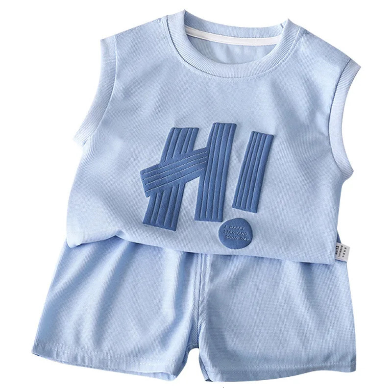 Childrens Clothing Set Letter Printed Sleeveless Vest Top Shorts 2PCS Kids Clothes Boys Baby Outfits Set Clothes Set 250613