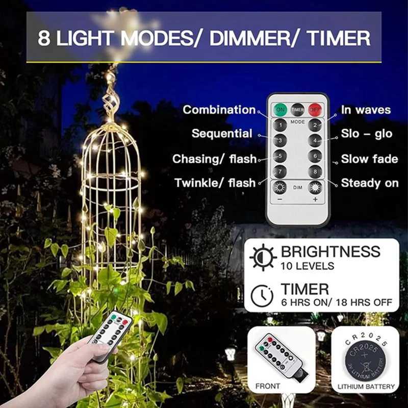 50/100/200 LED Copper Wire String Lights Battery Operated/USB Operated 8 Modes With Remote Waterproof Fairy String Lights Decoration XJ250612