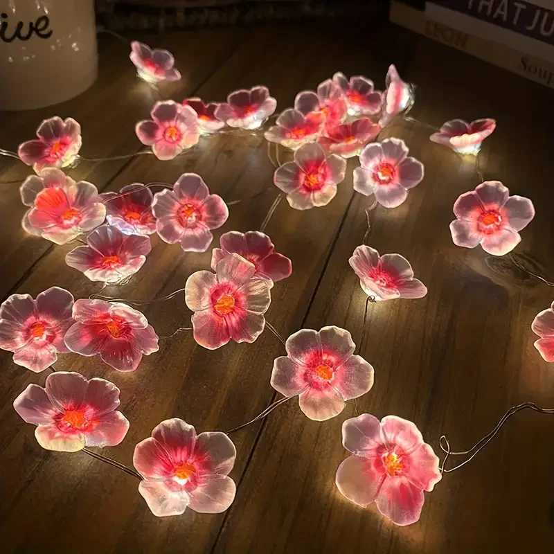 1pc 10/20/30LED Cherry Blossom Fairy String Lights Battery Powered For Home Wedding Indoor Holiday Party Festival Decoration XJ250612