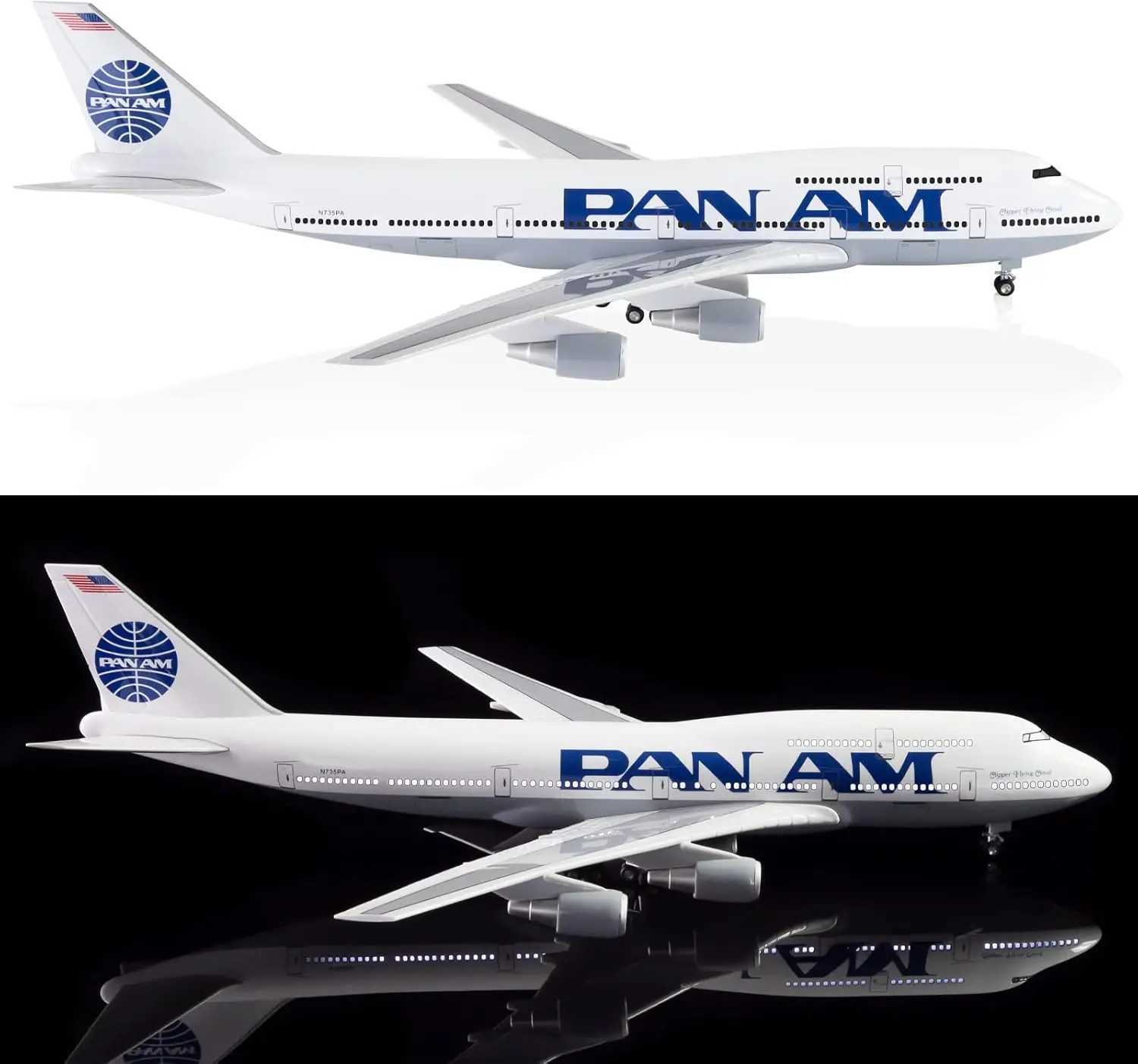 Diecast 47cm 747 Pan Am B747 Airlines Toys Plane Model Resin With Landing Gear Aircraft Airplanes Model Toy For Collection Gift L250612