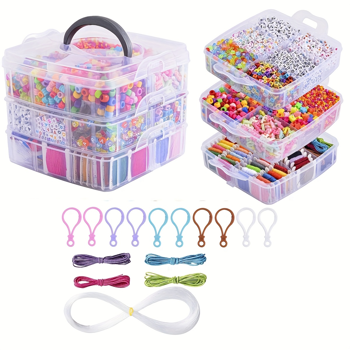 Moonlitwandering 5000PCS Friendship Bracelet Beads Kit with 3-Layer Storage Box