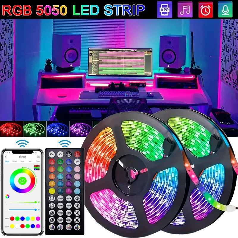 USB LED Strip Lights RGB 5050 LED Light Bluetooth App Control Flexible LED Lamp Ribbon For Room Decor TV BackLight Diode Tape XJ250612
