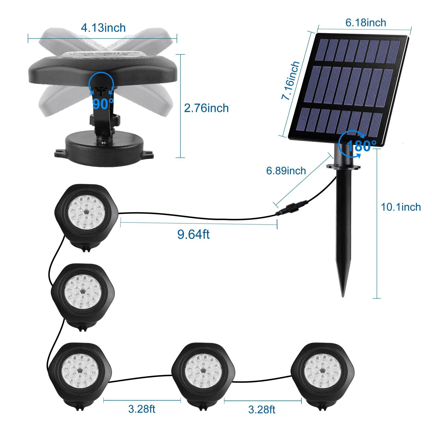 2/3/5 Underwater Outdoor Solar LED Pool Decoration Lights for Pond Fountain Aquarium Patio Lawn Light