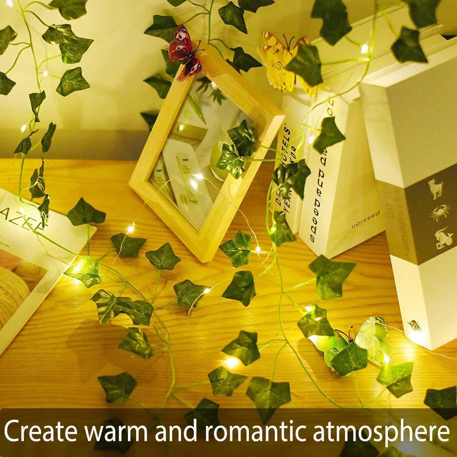 Artificial Vine Fairy Lights Flower Green Leaf String Battery Powered Easter Garland Light for Wedding Home Decor XJ250612
