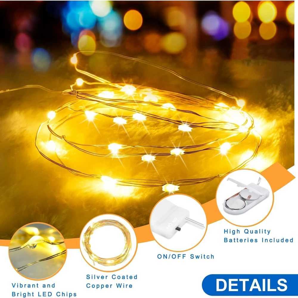 10 PCS String Fairy Lights 2M 20LED Silver Copper Wire Battery Powered DIY Decorations String Lights For Wedding Party Christmas XJ250612