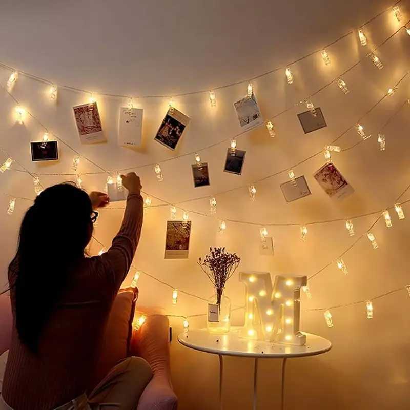 1Pc Photo Clip Fairy String lights Card Holder Garland lamp for Christmas Wedding Party Fairy Lights christmas decorationsXJ250612