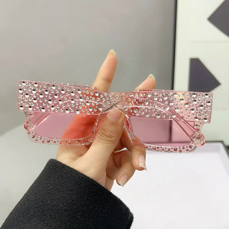 Fashion Square Crystal Sunglasses for Women Men Rhinestone iamond Sun Glasses Retro Big Frame Sparkling Glasses 250609