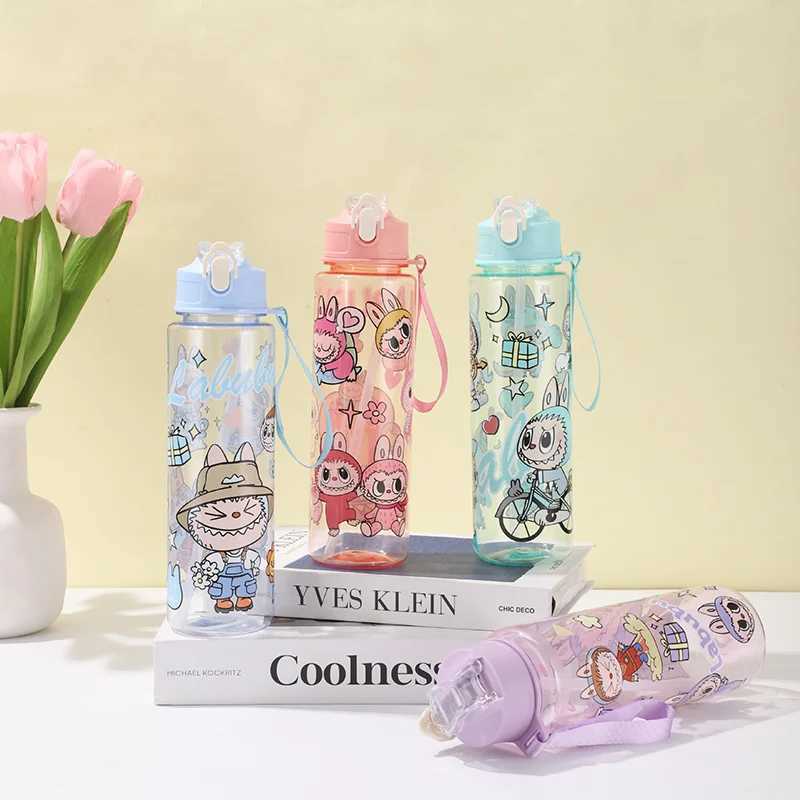 800ML Labubu Cup Anime Large Capacity -Up Straw Children Outdoor Portable Plastic Water Bottle Gift Free shipping