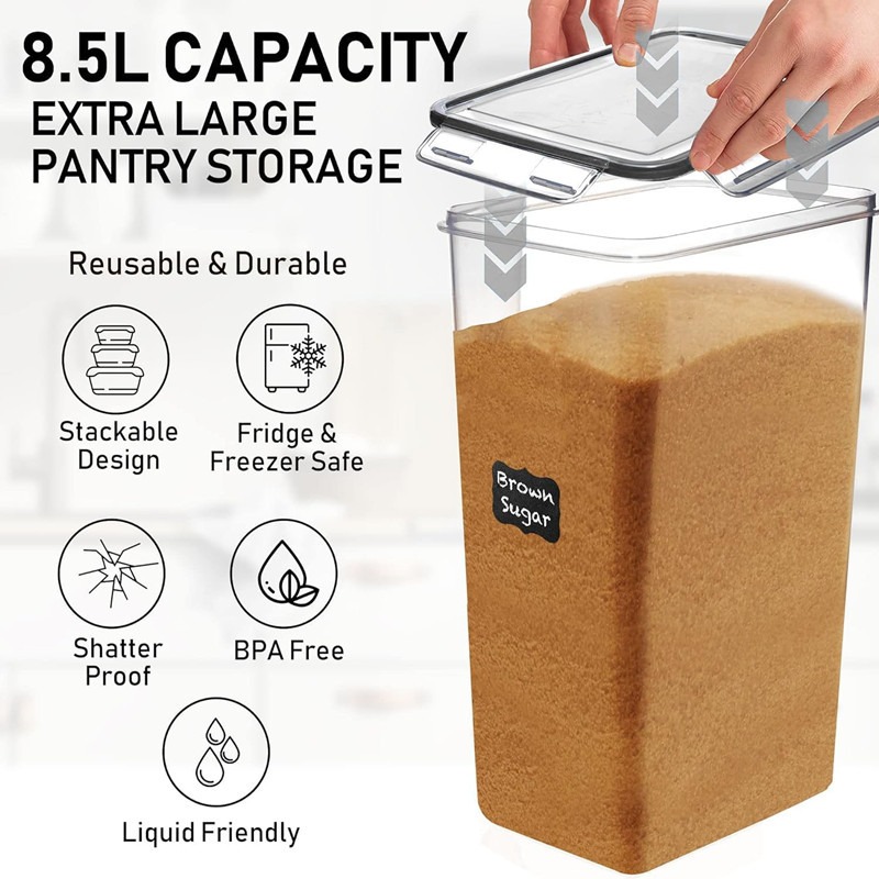 FreshSeal 2Pack Airtight Food Storage Containers 287 Oz (8.5L) Extra Large - BPA Free Kitchen & Pantry Organization Containers for Flour, Sugar, Cerea