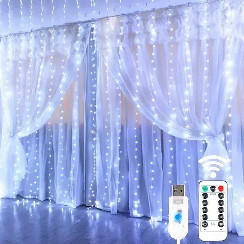 Festoon Fairy String Lights Christmas Decor with Remote 8 Modes USB Powered for Home New Year Party Indoor Outdoor Holiday Lamp XJ250612
