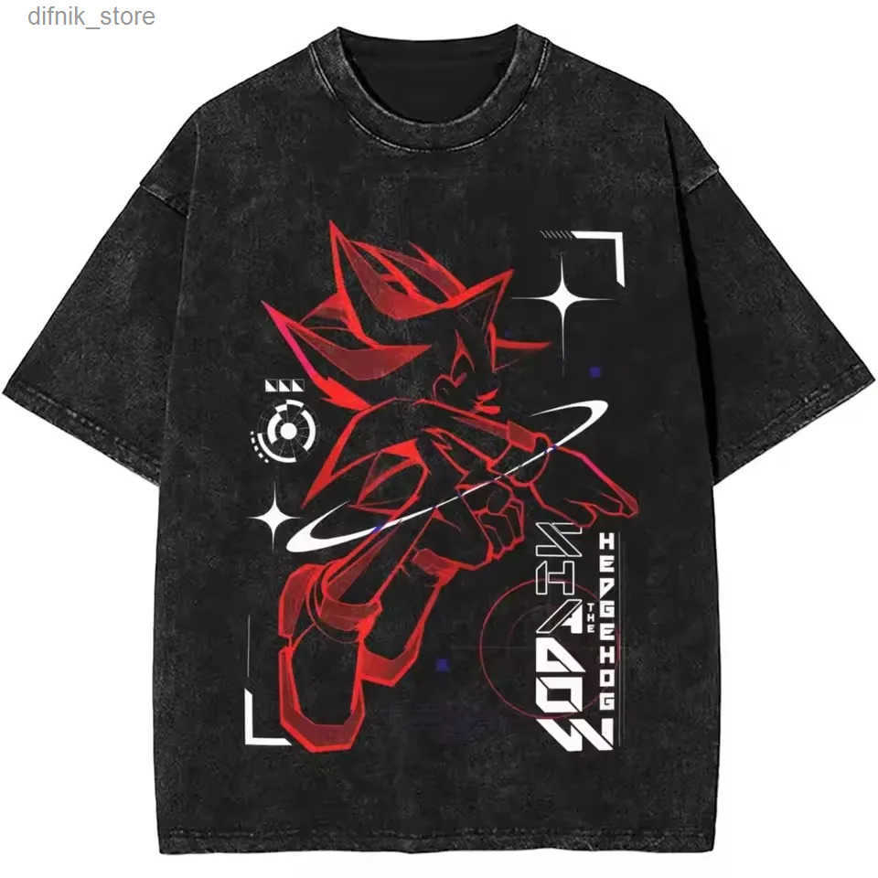 Japanese Shadows Hedgehog Washed New Arrival Mens Clothes T Shirt Homme Graphic T-Shirts Men Tshirt for Men Ropa Hombre 50887 y250612FIHI