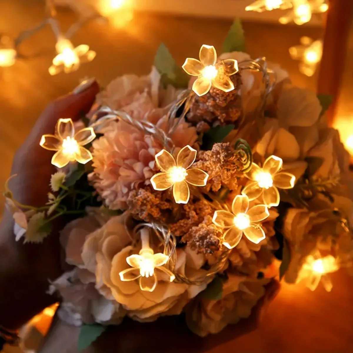 1pc LED Cherry Blossom String Lights Fairy LED Lights Girl Heart Indoor Decorative String Lights For Home Garden Lawn Decoration XJ250612