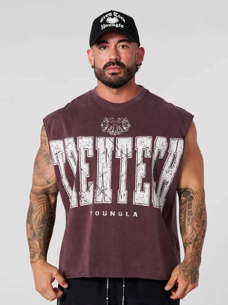 Summer New Mens Oversized fallow Sleeveless top Cotton Sports Fitness Short Sleeve Joggers Gym Running Training waistcoat X250613
