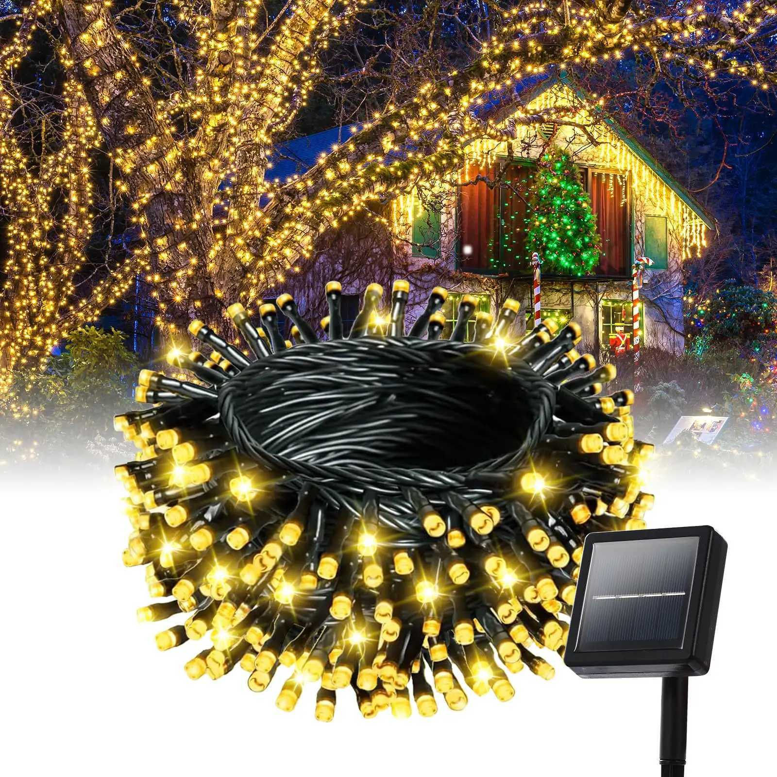 Outdoor Solar String Lights LED Garland Fairy Light Solar Powered Garden Decor Light for Patio Yard Tree Wedding Christmas Party XJ250612
